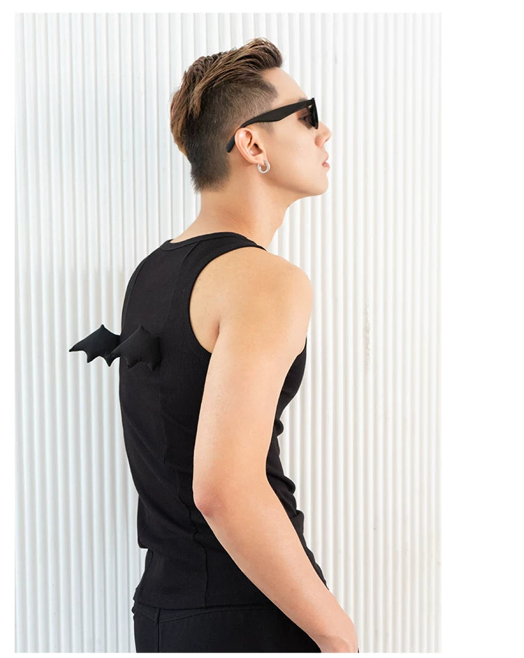 Y2K Black Devil Wings Slim Tank
