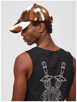Cow Print Leather Fur Sun Cap