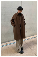 Men's Loose Long Collared Wool Coat