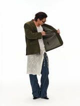 Men's Moss Green Cashmere Leather Blazer