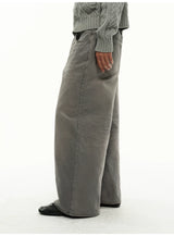 13Oz Sun-Washed Gray Distressed Wide-Leg Jeans