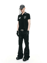 Biker Vintage Embroidered Leather Polo Shirts