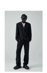 Unisex Loose Padded Uncollared Blazer