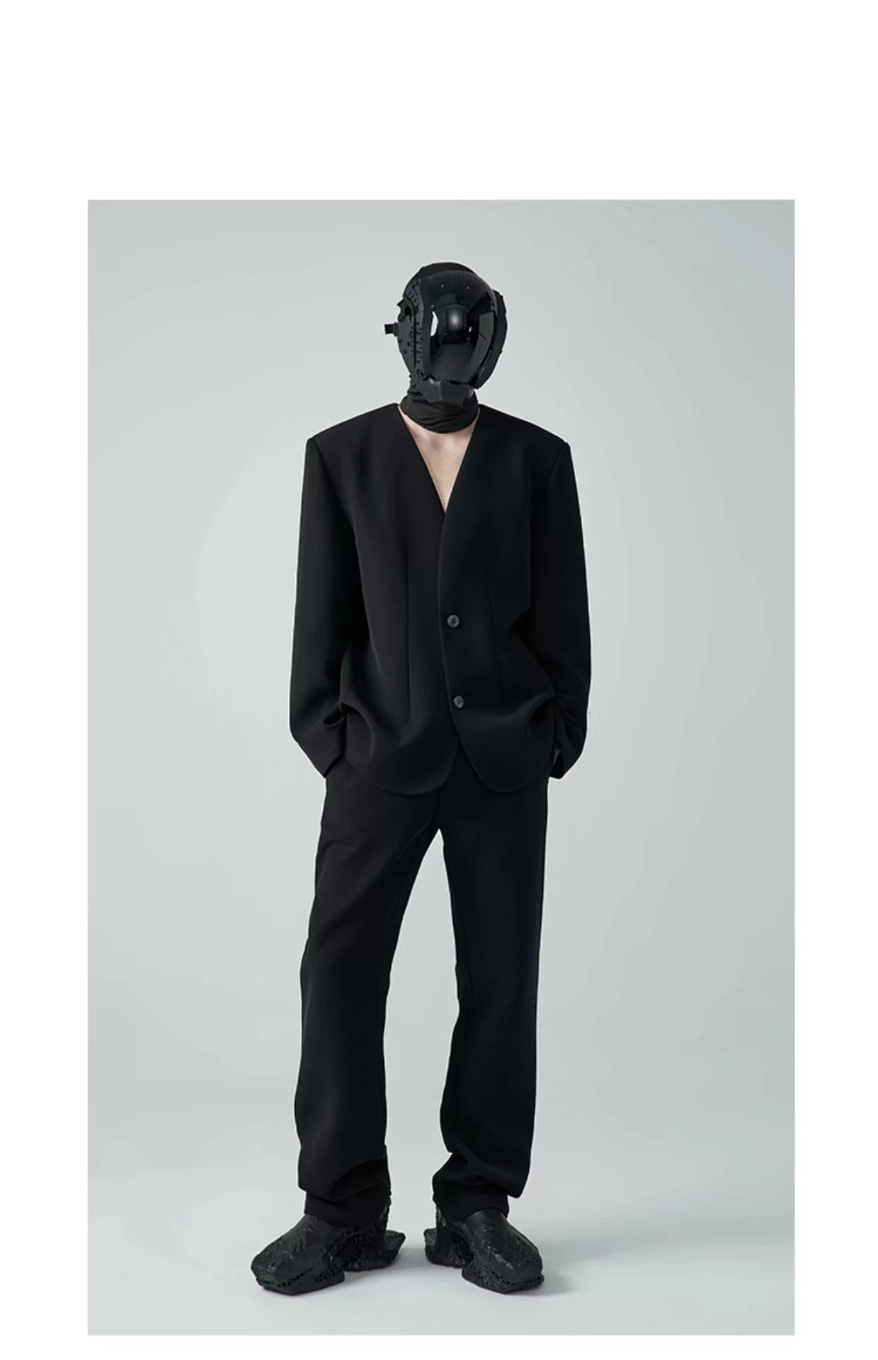 Unisex Loose Padded Uncollared Blazer