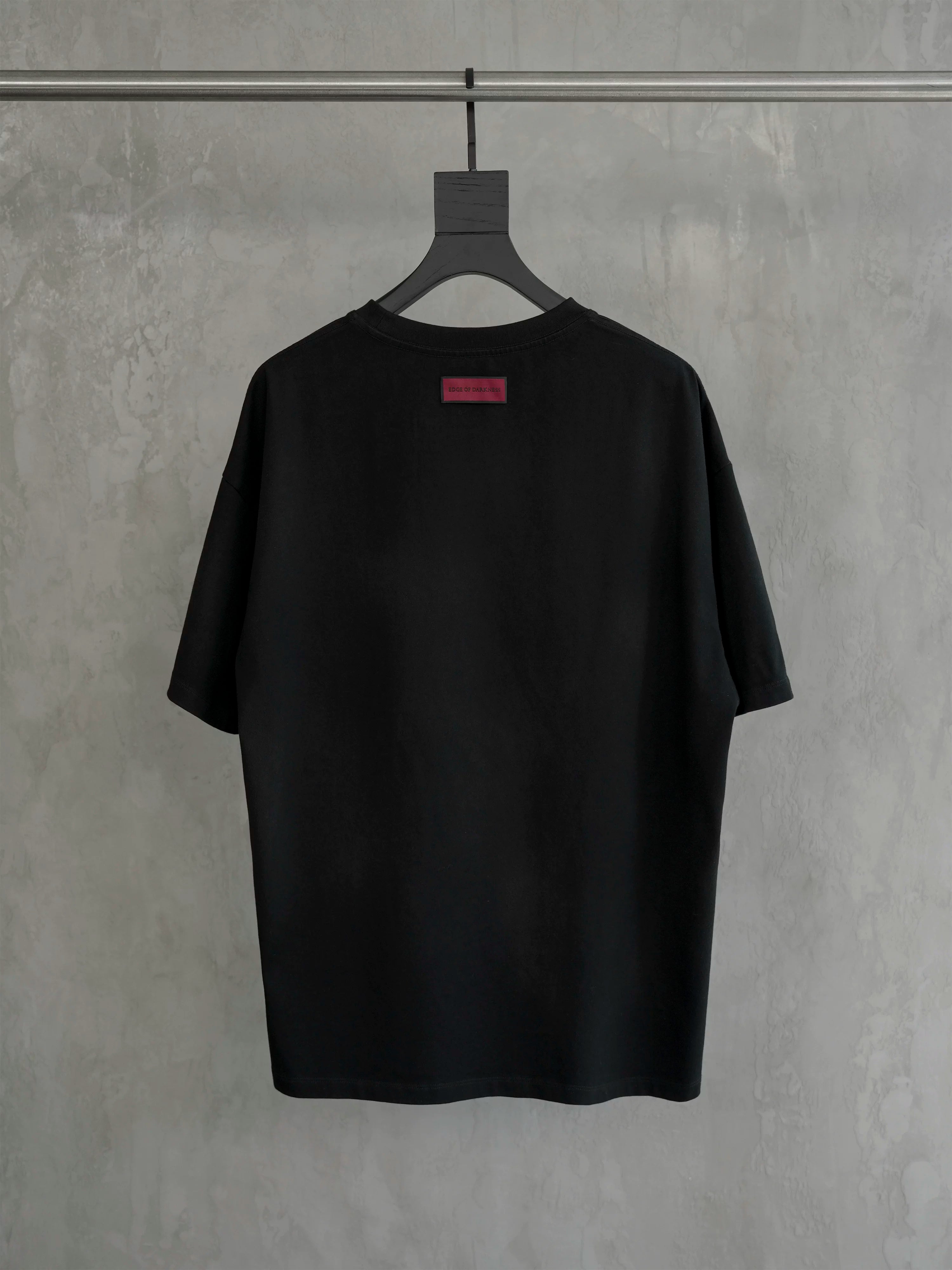 Loose Washed Black Printed Cotton Tee