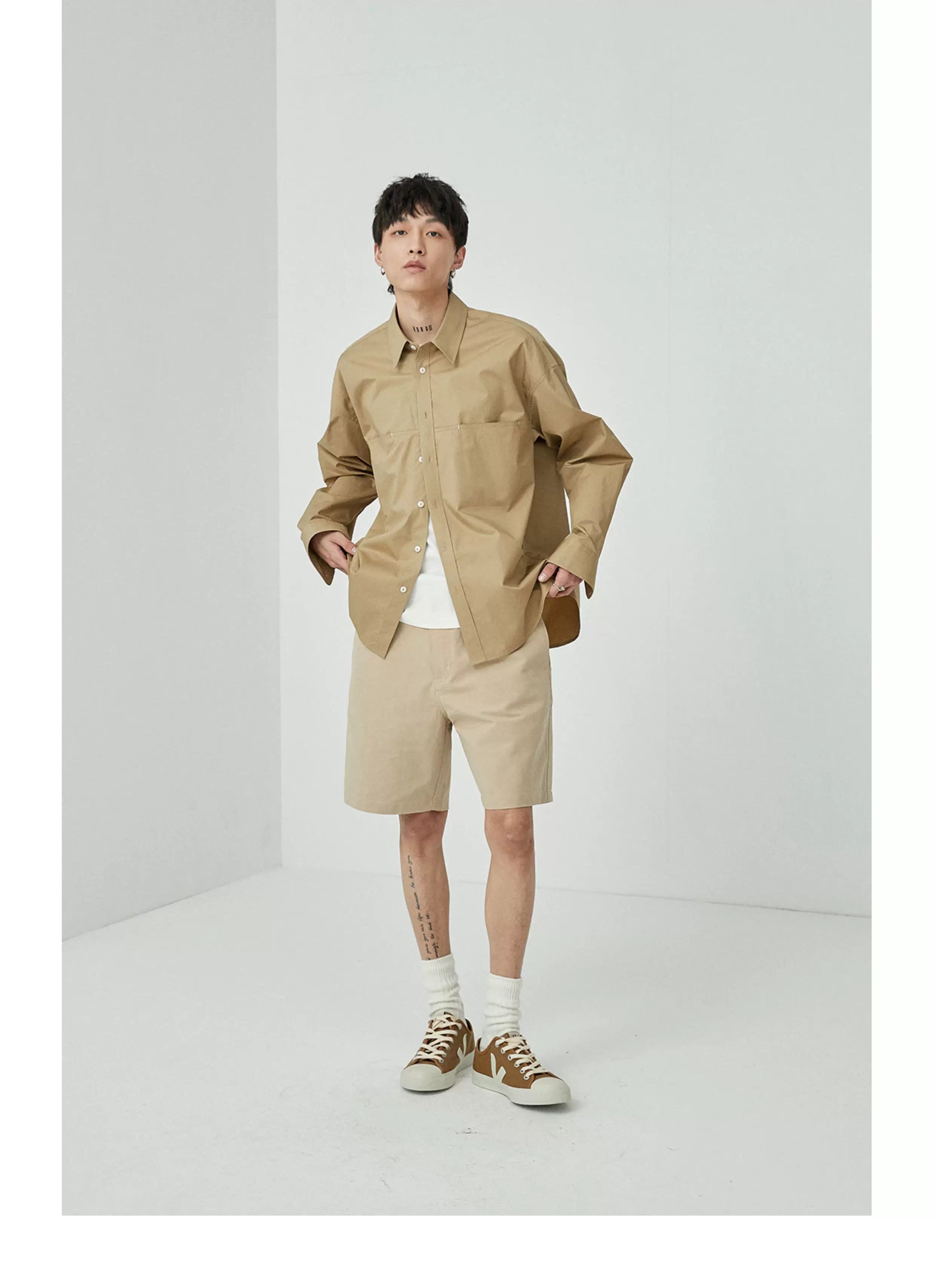 Split Pocket Basic Cotton Shirt