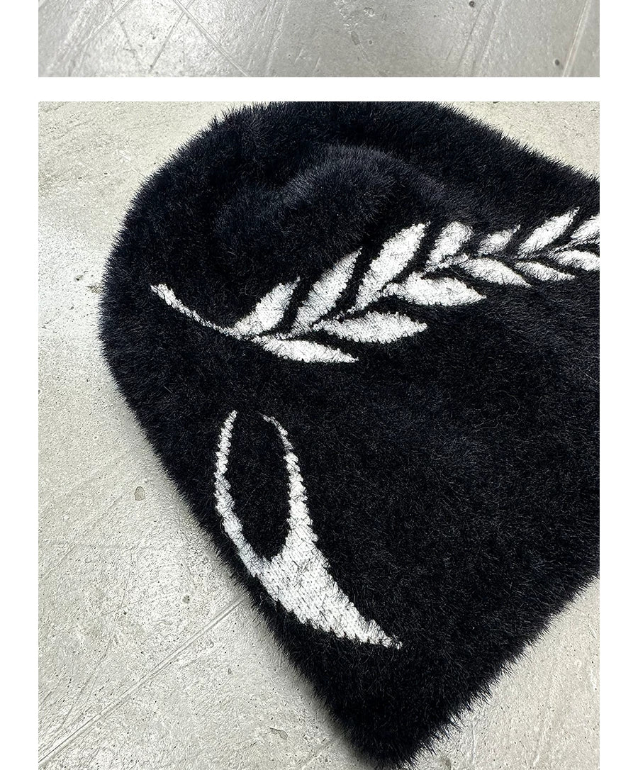Unisex Wheat Pattern Faux Fur Beanie