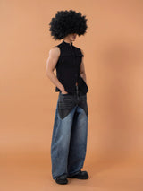 Black Slim Stand Collar Chinese Vest