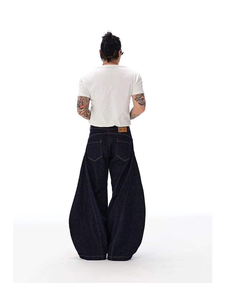 Vintage Washed Distressed Curved Banana Jeans
