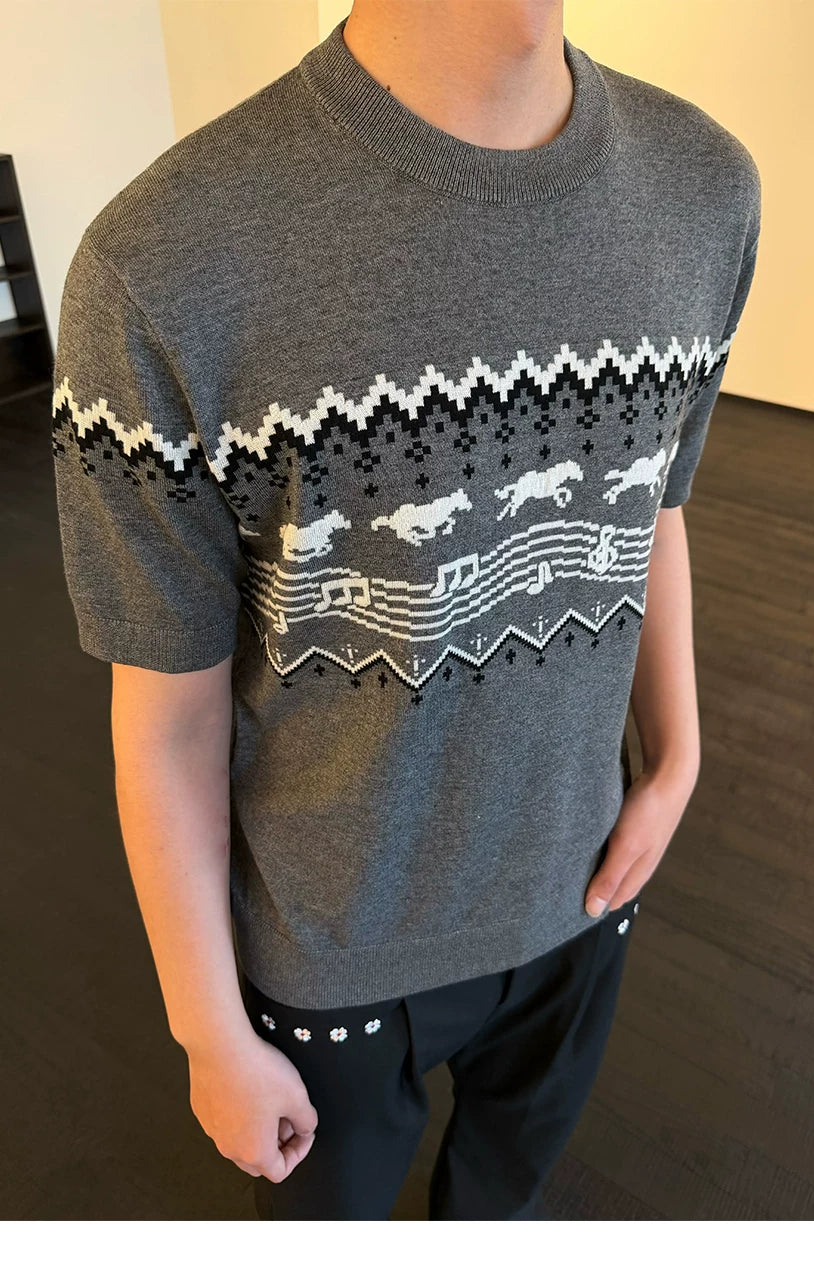 Antibacterial Lyocell Fair Isle Note Tee