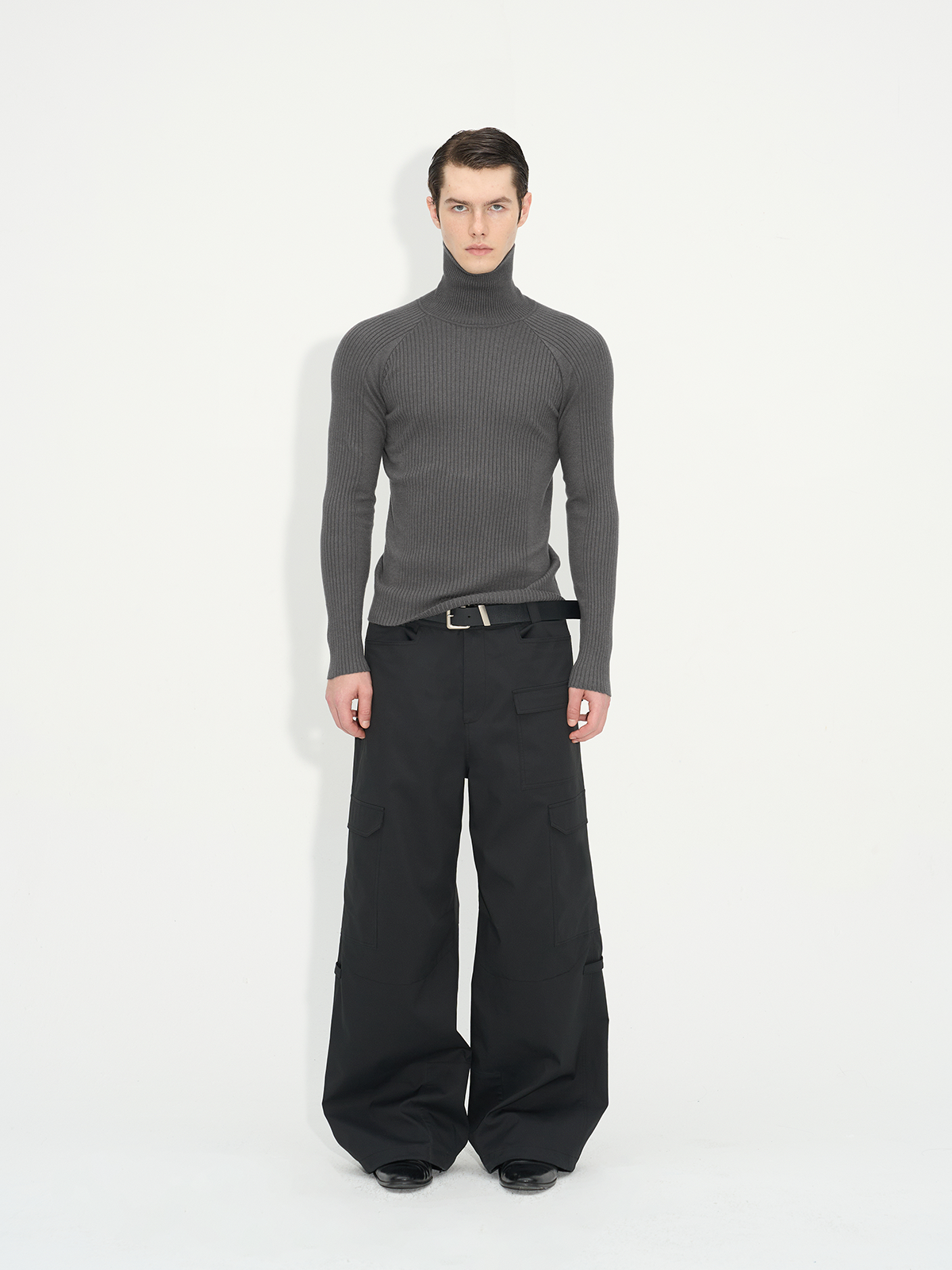Slim Fit Ribbed Knit Long Sleeve Tops