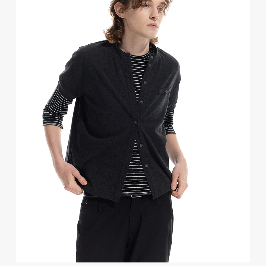 Premium Wool Blend Straight Shoulder Cardigan