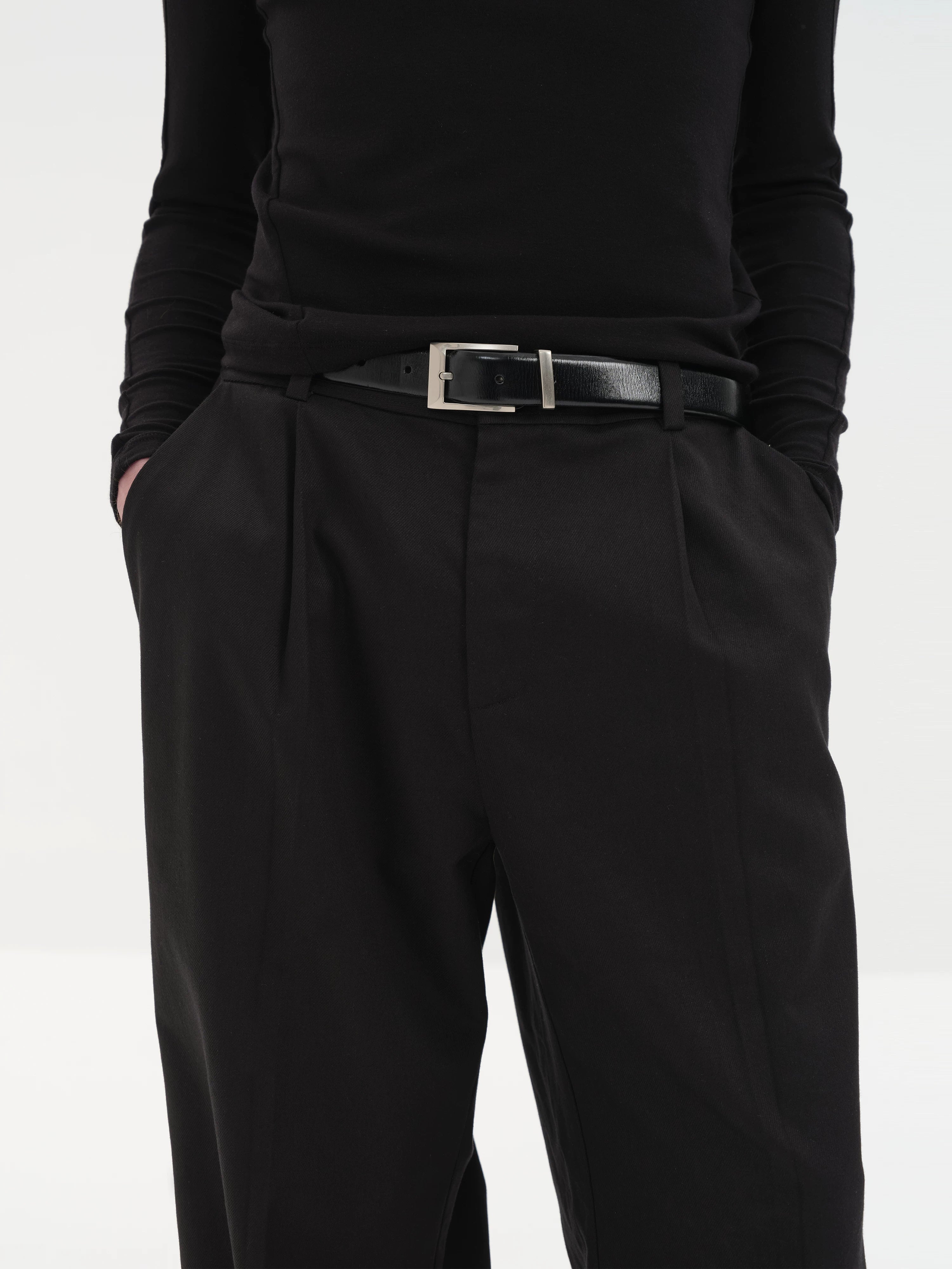 Textured Leather Belt With Buckle