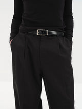 Textured Leather Belt With Buckle