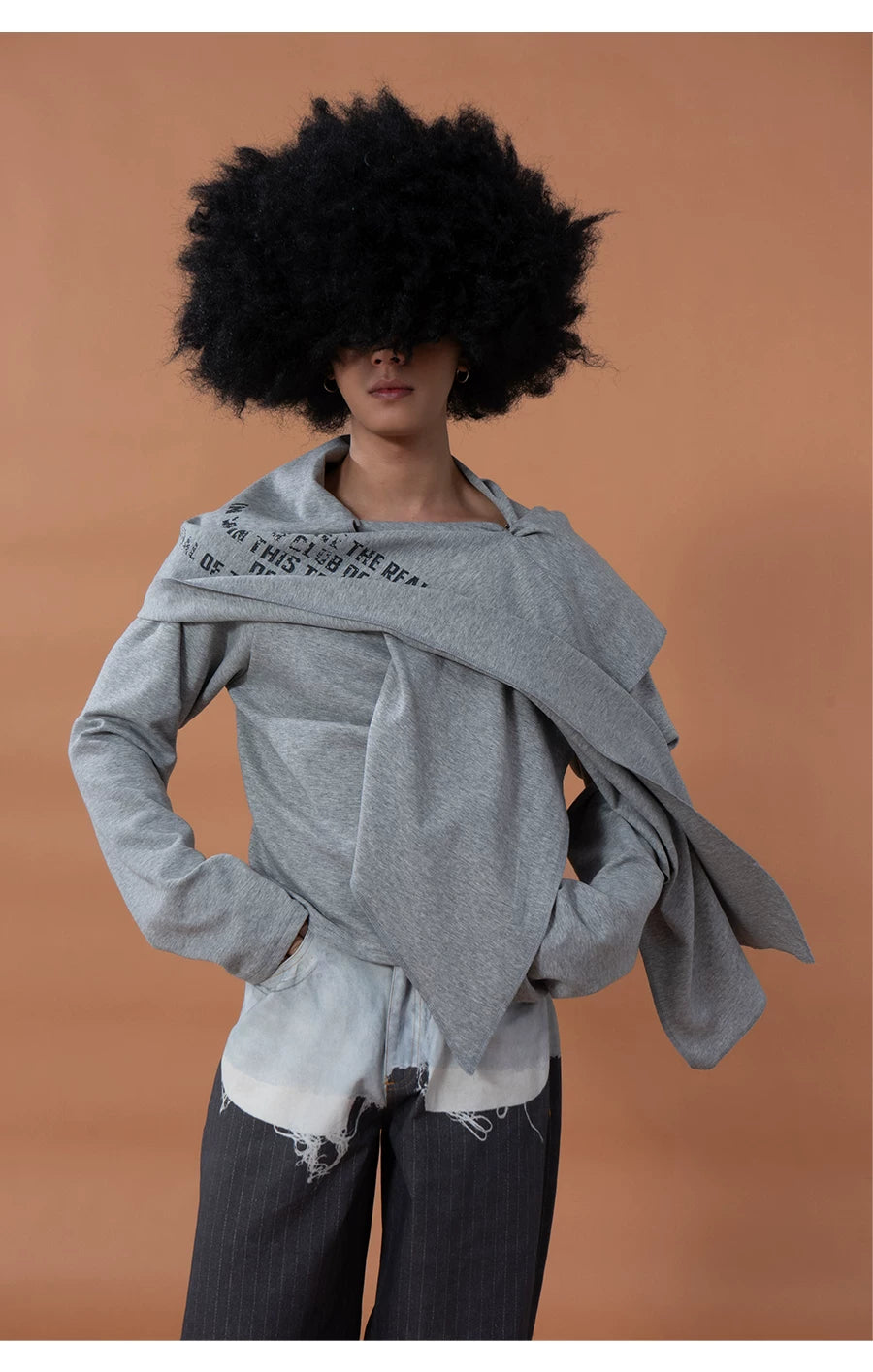 Men's Gray Print Patchwork Hoodie