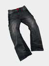 Stretchy Patchwork Crinkled Washed Flare Jeans