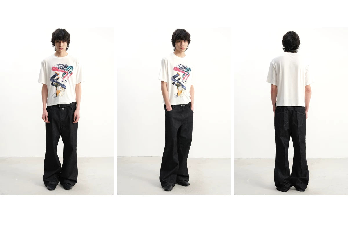 Double Waist Flared Denim Jeans