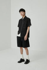 Draped Drawstring Elastic Waist Pleated Shorts