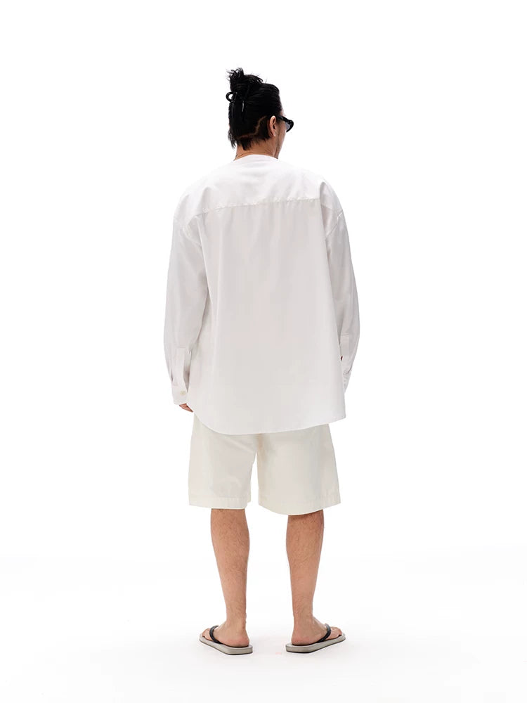 Embossed Vintage V-Neck Oversized Shirt