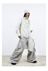 Two-Tone Deconstructed Studded Hem Shirt