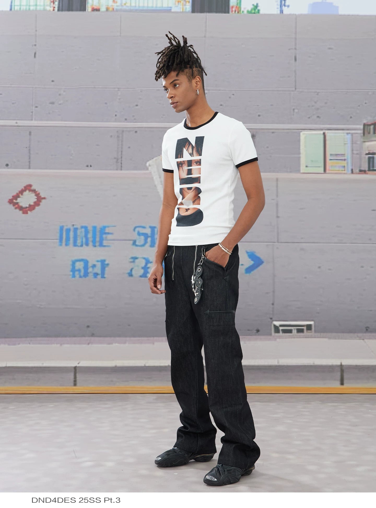 Slim Nerd Punk Portrait Print Tee