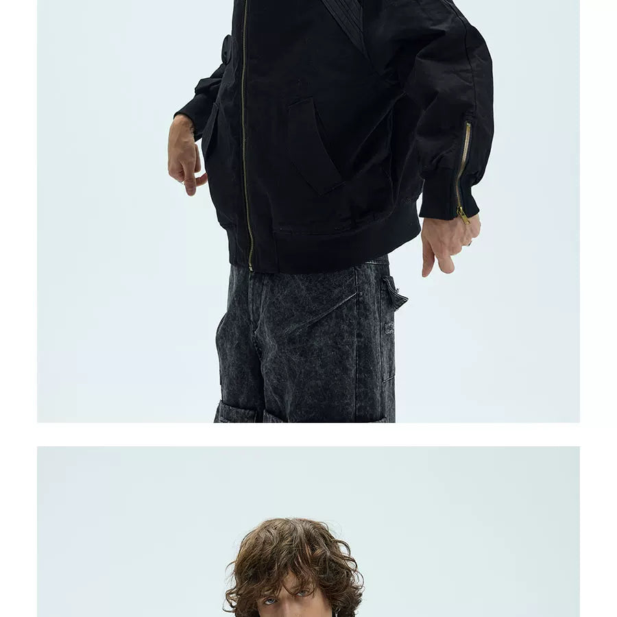 Orange Padded Detachable Fur Bomber Jacket