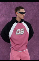 Black Red Printed Raglan Hoodie