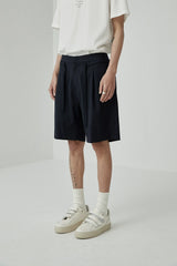 Draped Drawstring Elastic Waist Pleated Shorts