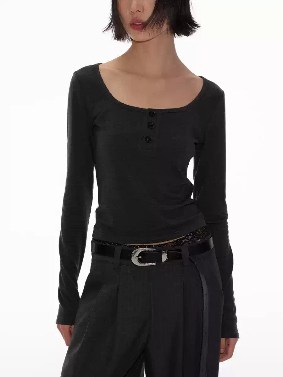 Women's Soft Long Sleeve Henley Tops
