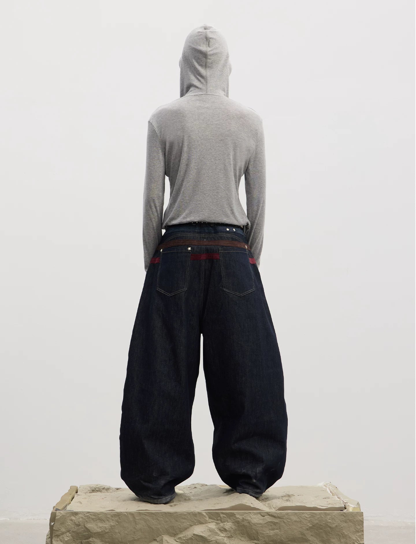 American Raw Suede Paneled Curved Jeans