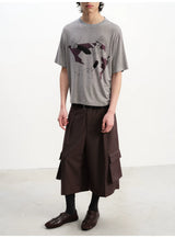 Straight Plaid Pleated Cargo Shorts