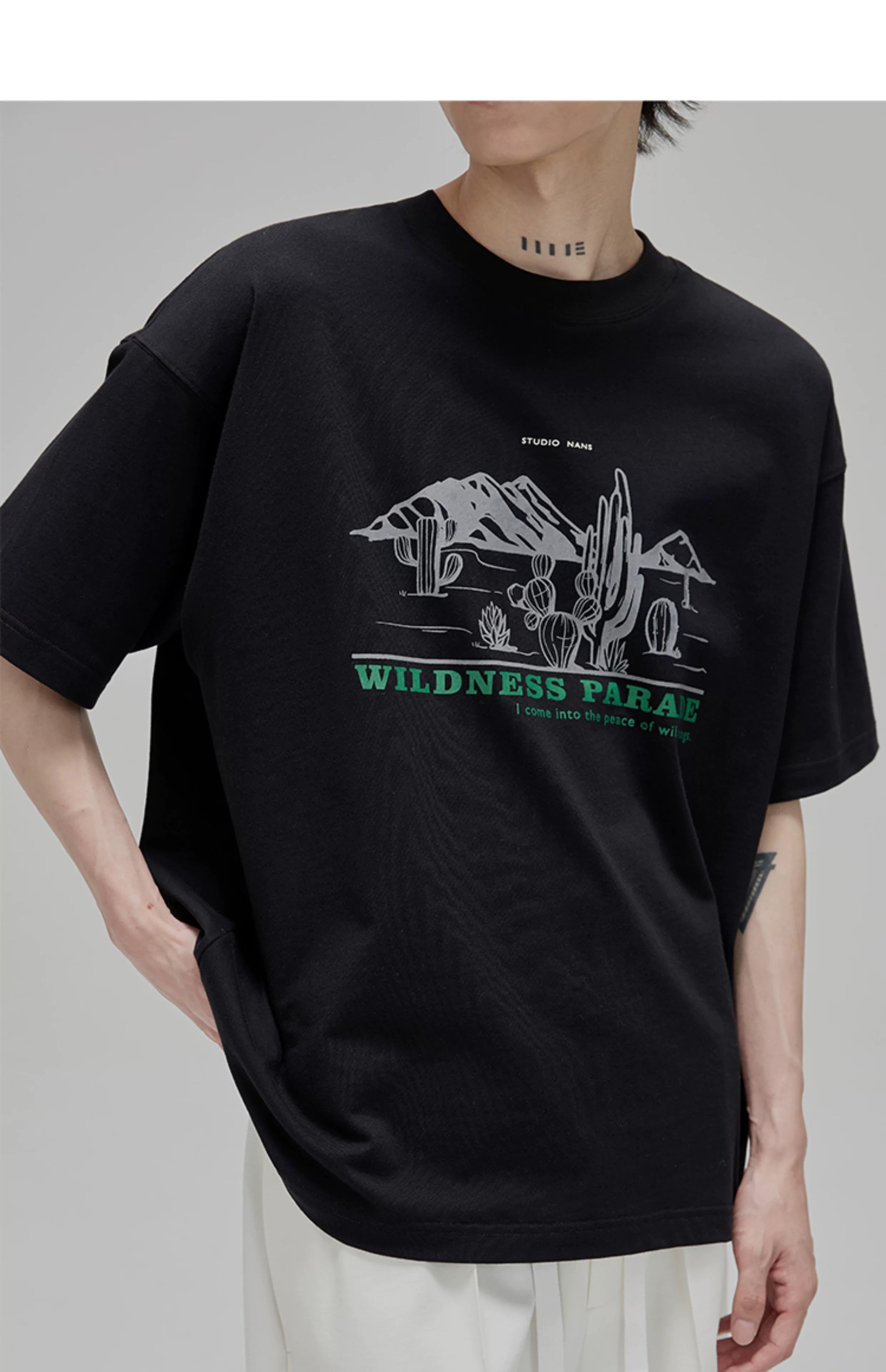 Illustrated Print Crew Neck Tee