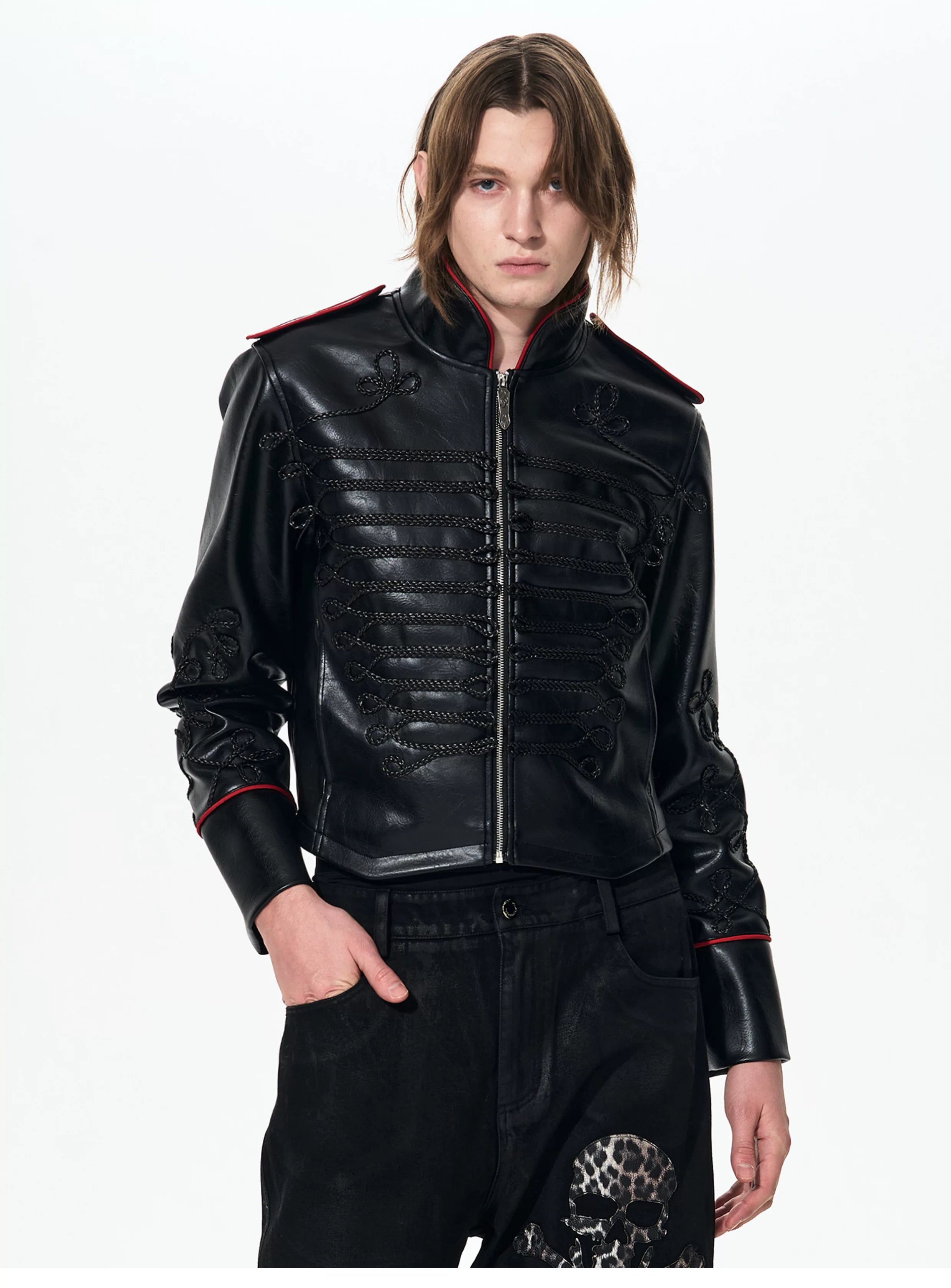 Men's Winter Stand Collar PU Jacket
