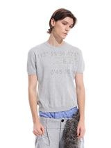 Gray Distressed Jacquard Slim Knit Tee