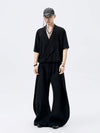 Black Y-Neck Magnetic Double Door Tee