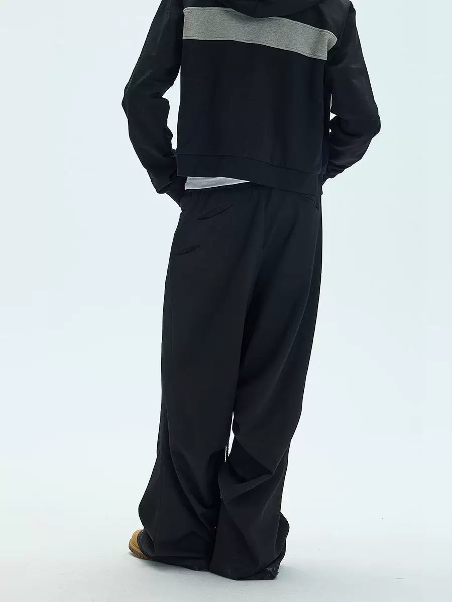 Black Side Adjustable Chain Casual Pants