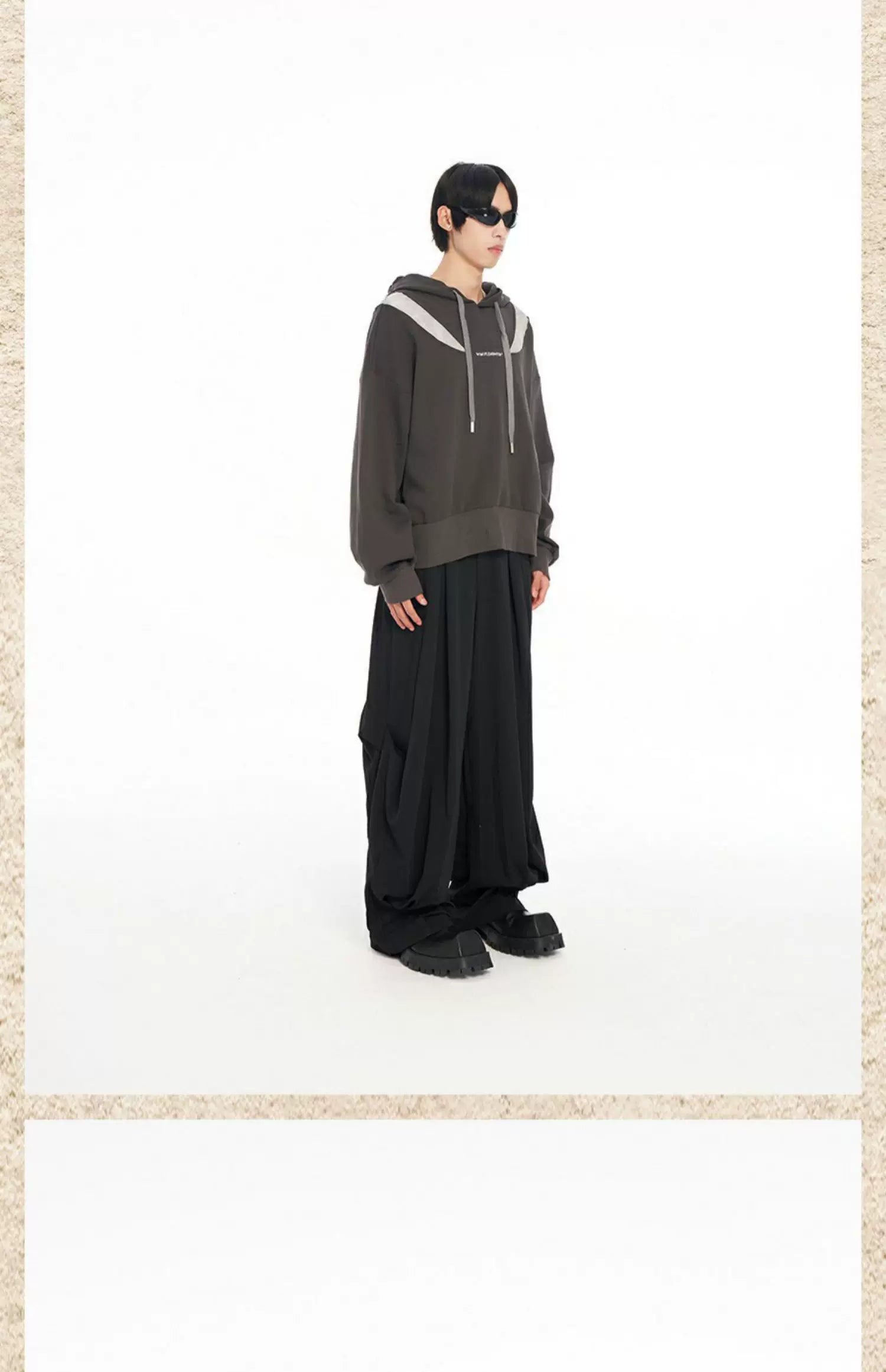 Irregular Patchwork Liquid Metal Loose Hoodie