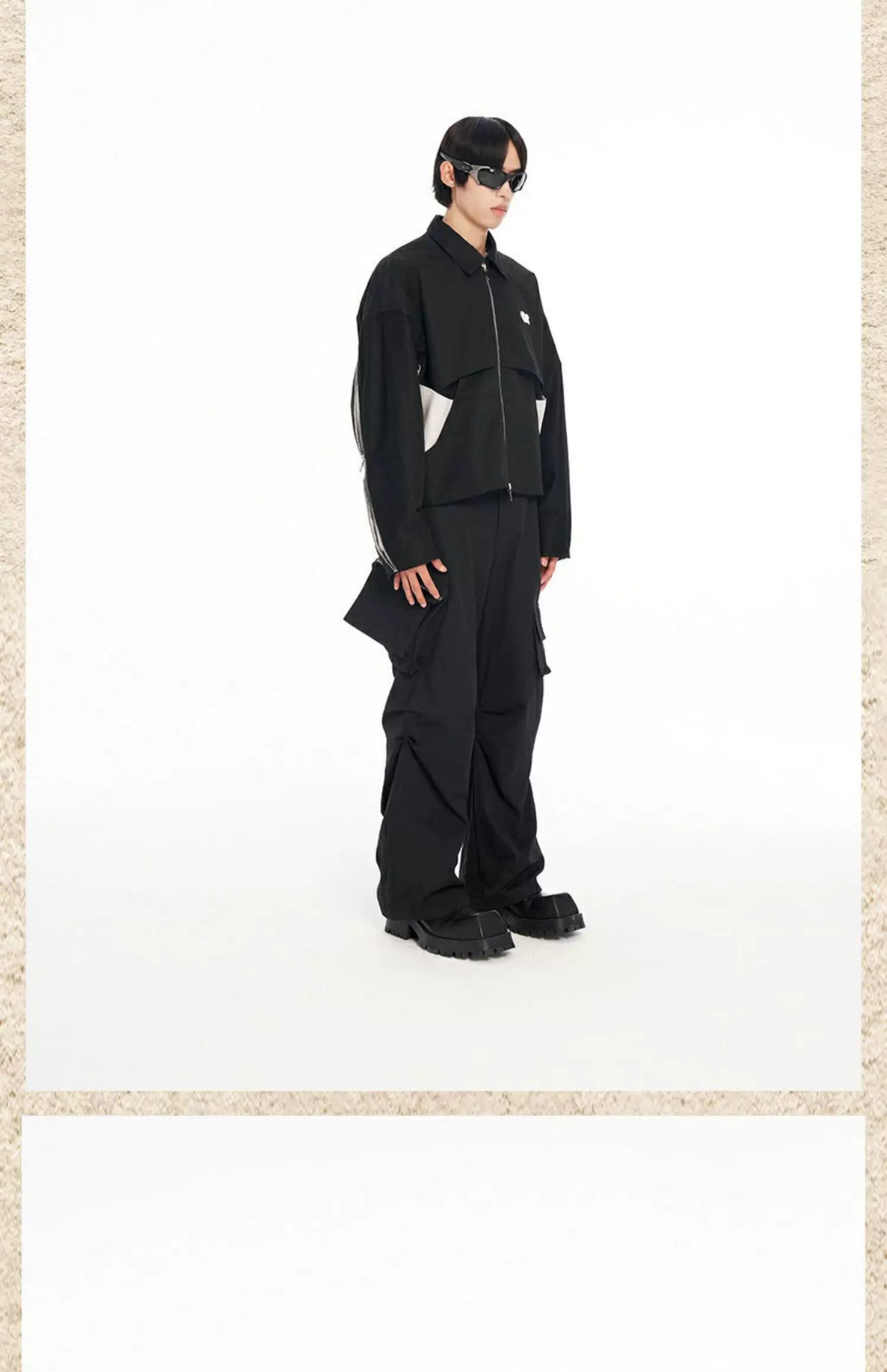 Men's Loose Short Patchwork Zip Jacket
