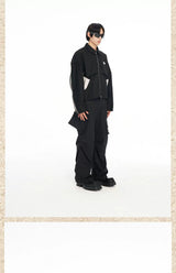 Men's Loose Short Patchwork Zip Jacket