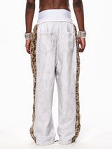 Men's Light Gray Leopard Fleece Sweatpants