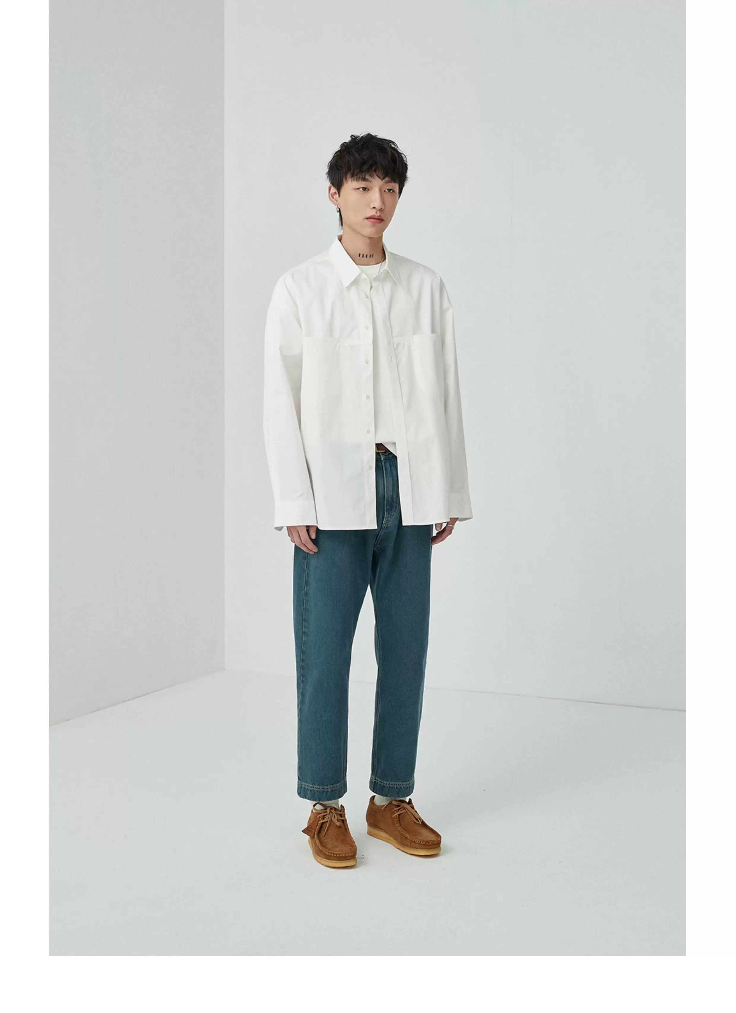 Split Pocket Basic Cotton Shirt