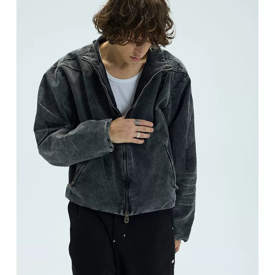 Cropped Loose Red Lined Puffer Coat