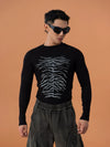 Skeleton Print Ribbed Fitted Long-Sleeve Tee