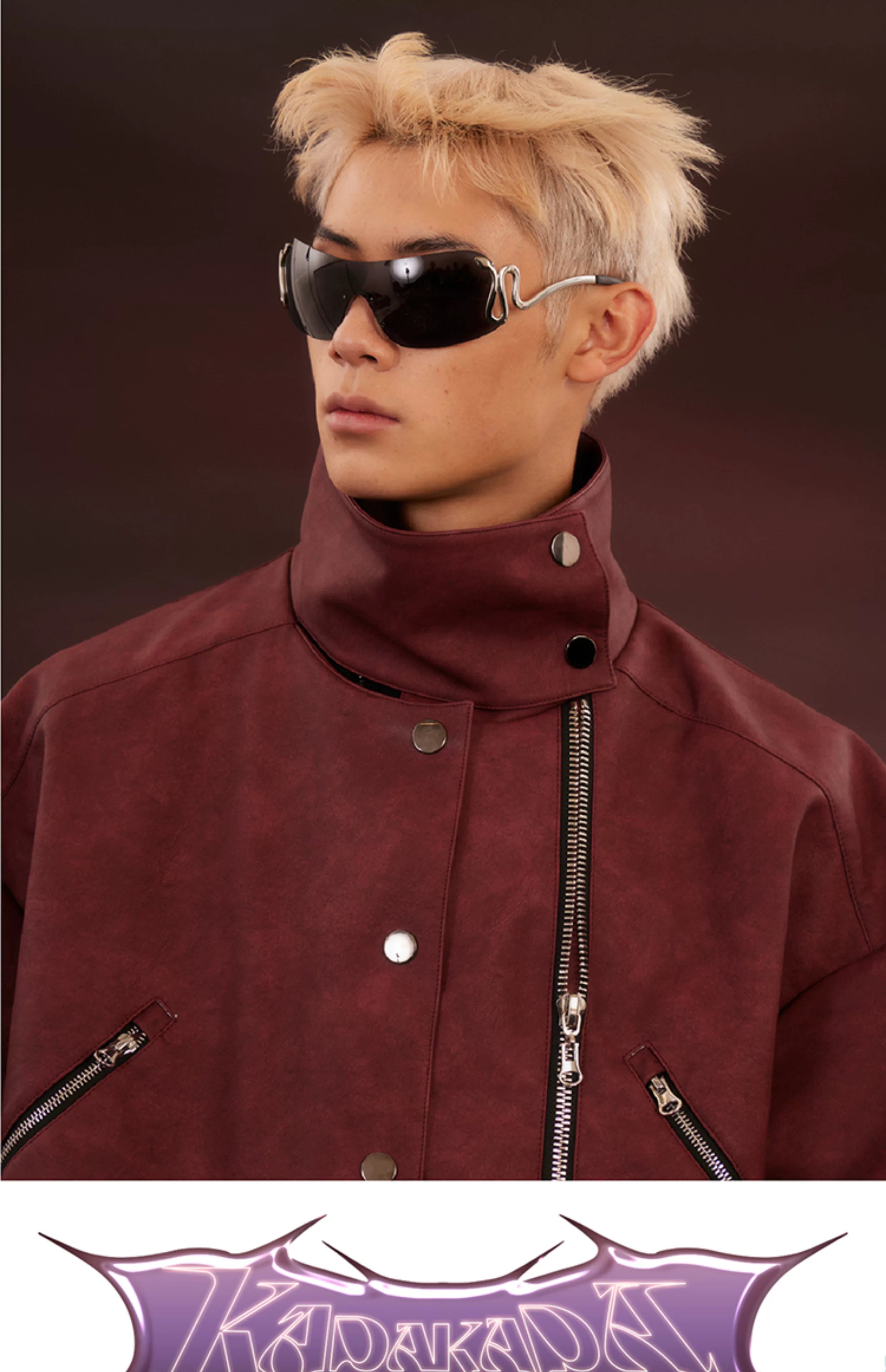 Studded Washed Distressed Swallow-tail Leather Jacket