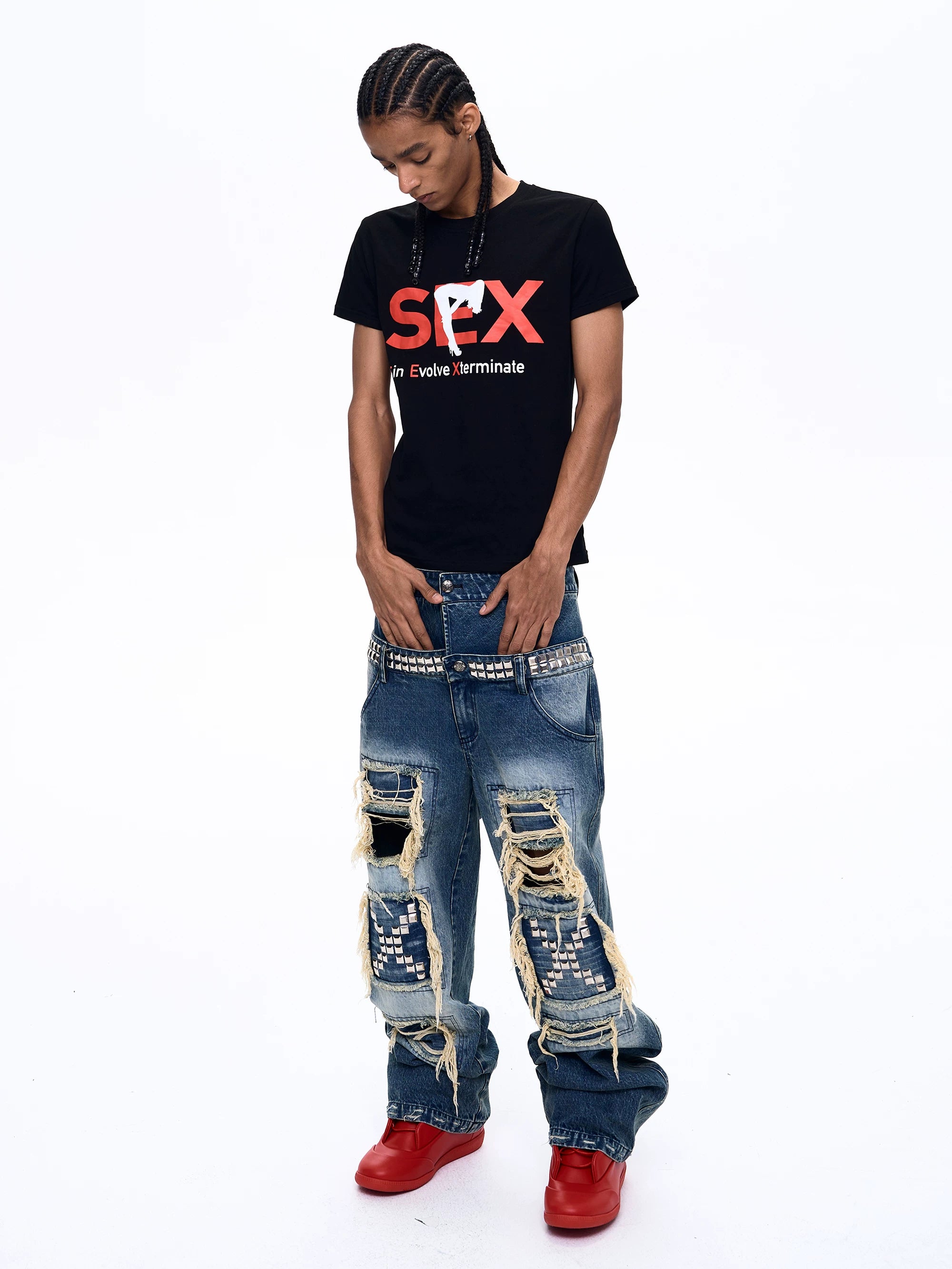 Streetwear Letter Print Crew Neck Tees