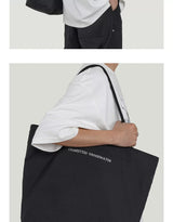 Embroidered Metal Logo Nylon Tote Bag