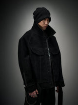 Oversized Raglan Suede Ribbon Jacket