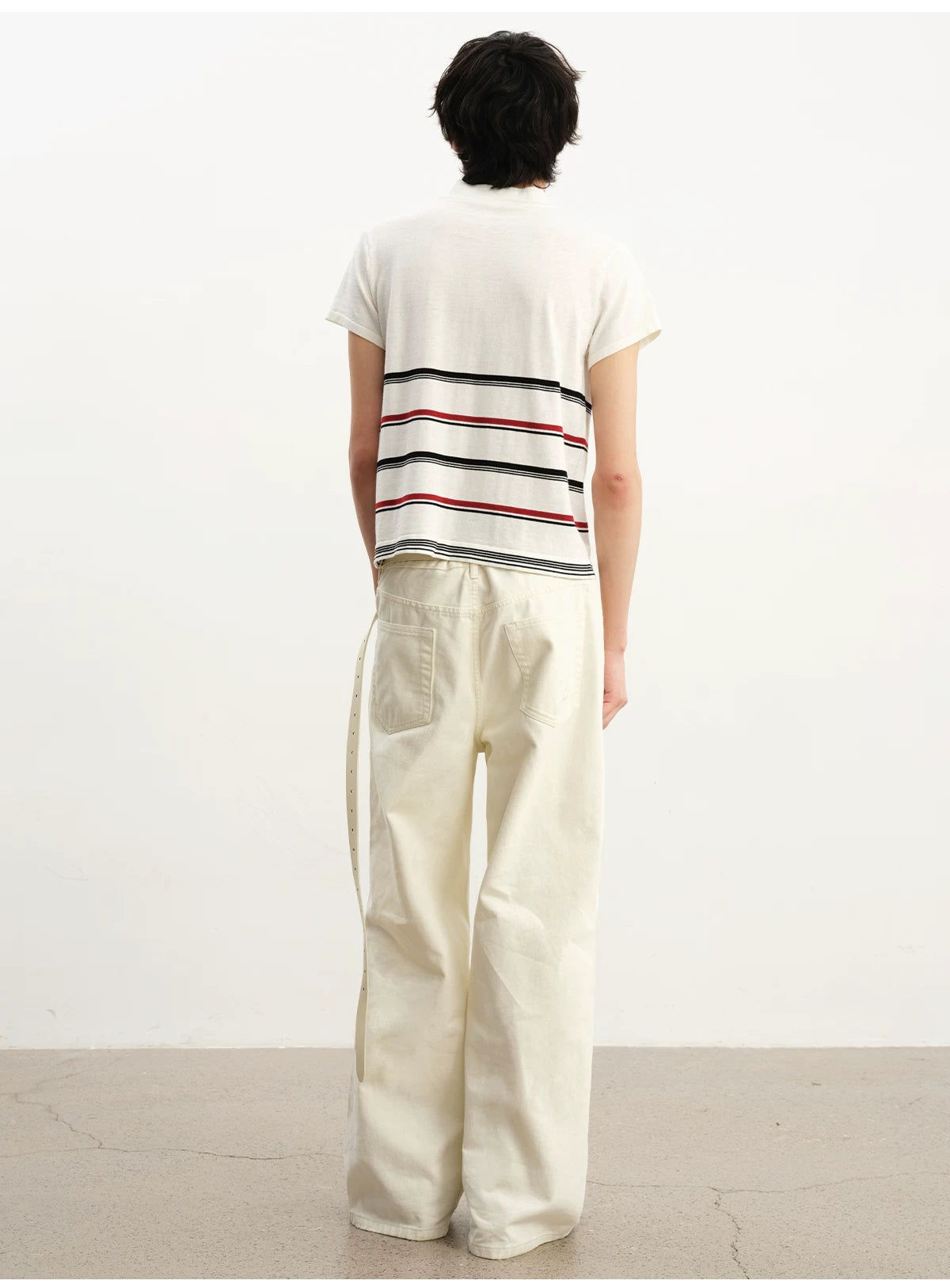 Cream Washed Straight Leg Jeans