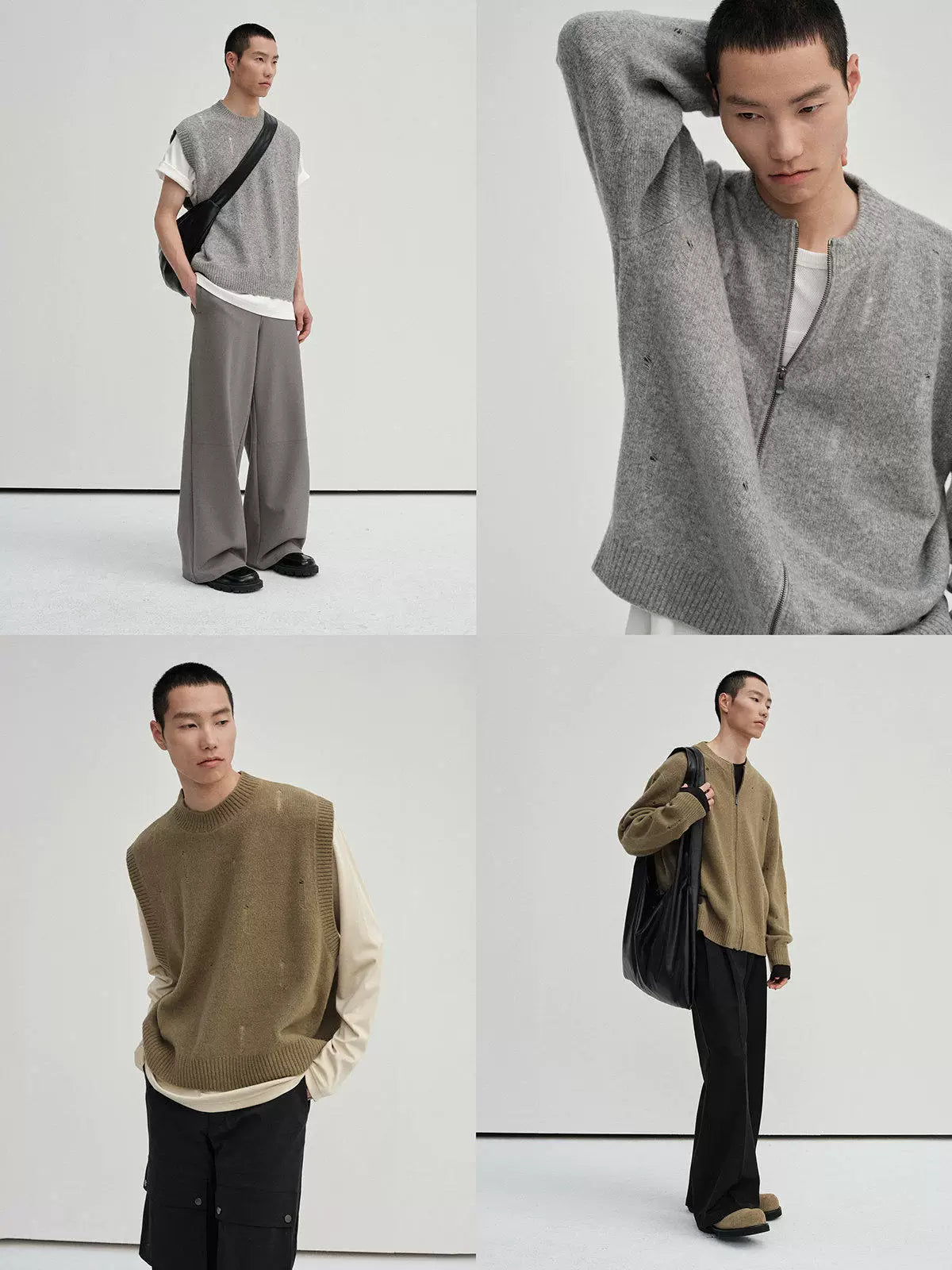 Yak Wool Blend Distressed Knit Cardigan
