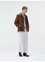Cupro Lined Suede Leather Lapel Jacket